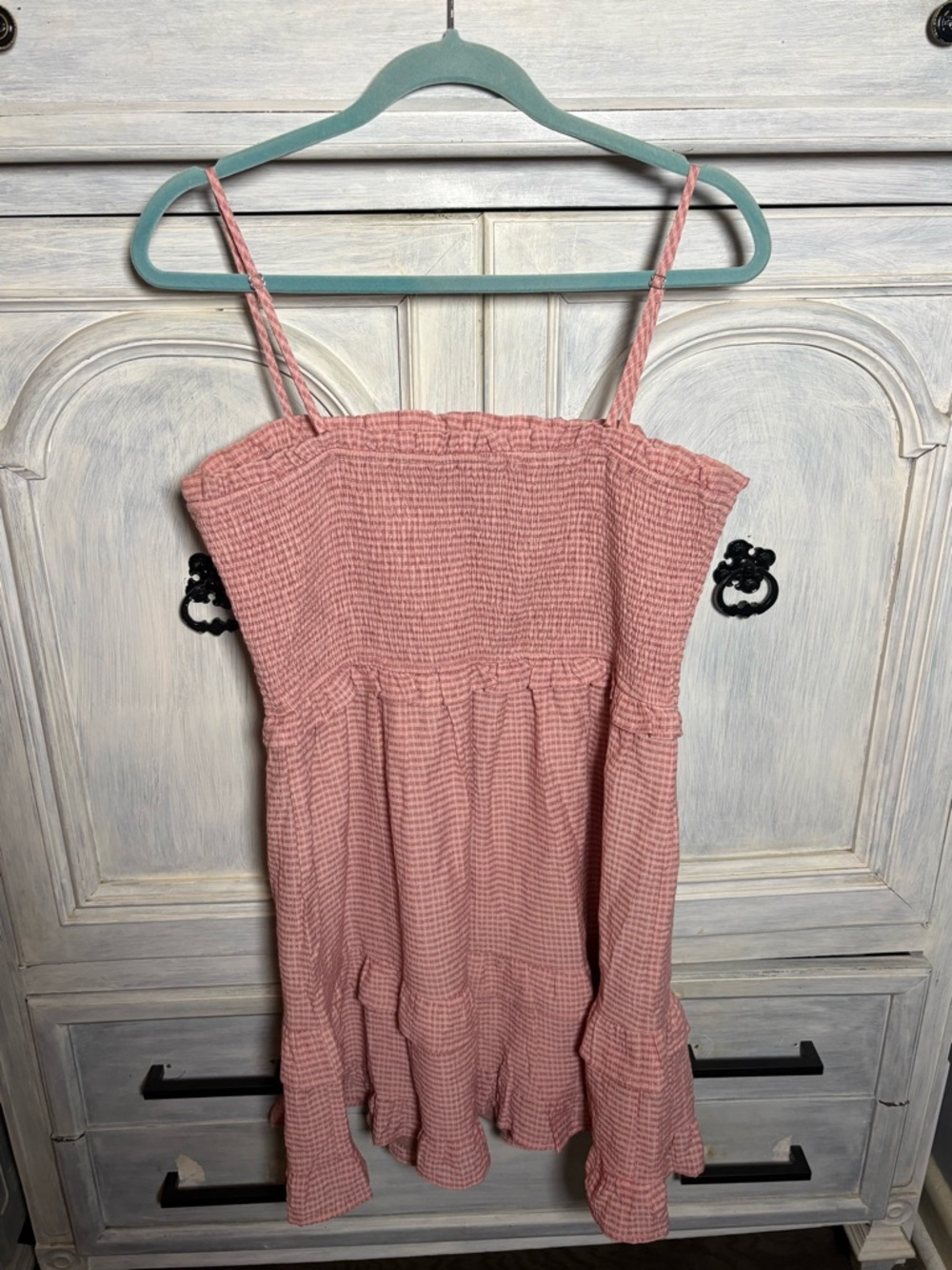 Altar’d State Pink Gingham Plaid Ruffle Babydoll Mini Dress Cottagecore Dainty - Picture 7 of 7